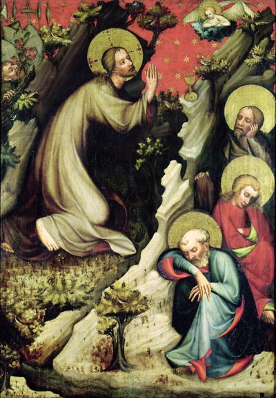 Jezus in de tuin van Gethsemane, van het Trebon-altaarstuk, ca. 1380 door Master of the Trebon Altarpiece